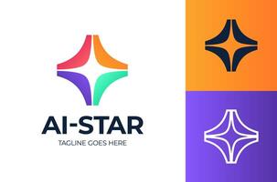 spark star ai logo. logo design of light beam shape with abstract shape in modern, simple and clean style. Icon for business, research, technology and personal branding vector