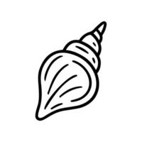 A hand-drawn doodle illustration of a spiral seashell isolated on white. It is a simple icon appropriate for graphic design and crafting vector