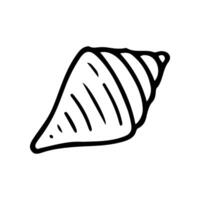 This is a hand drawn illustration of a seashell. The art uses black line work on a white background and would be perfect for a nautical theme vector