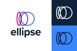 abstract ellipse logotype. Letter O Creative waves curving rings circles logo design template. Universal colorful lines creative icon sign logotype isolated on white background vector