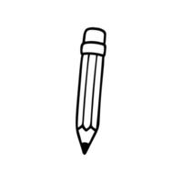 A simplistic, black and white, hand drawn illustration depicts a number two pencil, complete with an eraser on the top vector