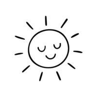 Smiling Sun with sleepy eyes is illustrated with simple hand drawn lines. Radiating warmth in a minimal, style, perfect for various creative projects vector