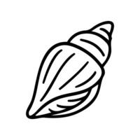 A minimal, hand drawn, line icon of a seashell. This simple black and white doodle captures the essence of coastal living in a decorative manner vector