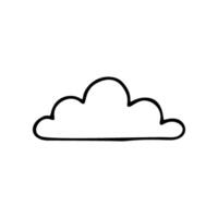 A simple, minimalistic cloud design is shown. The puffy white cumulus cloud is drawn in black lines, creating a basic icon or art illustration vector