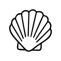 Simple seashell is displayed. This is a hand drawn line art icon of a seashell. The design is minimalist and . It is isolated on a white background vector