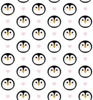 Seamless pattern of hand drawn flat penguin isolated on white background vector