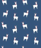 Seamless pattern of flat cartoon llama in winter hat and scarf isolated on background vector