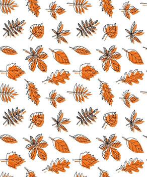 Seamless pattern of different color hand drawn doodle sketch autumn leaves isolated on white background vector