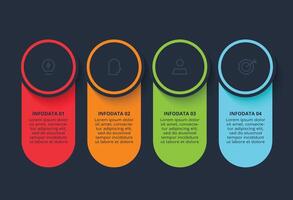 infographic with 4 steps, template for web on a black background. vector