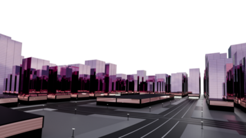 3d rendering of a city with skyscrapers and traffic png