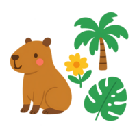 uma fofa Urso e Palma árvore com flores png