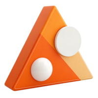 Abstract orange triangle with white spheres isolated on transparent background png