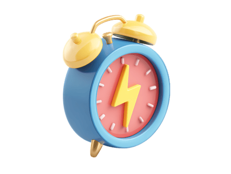 allarme orologio 3d icona con un' giallo fulmine bullone su esso, nel un isometrico Visualizza, con un' minimalista stile png