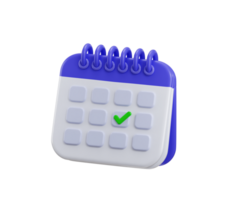 3d calendar icon with marked on date and time for reminder day concept of notice alert calendar clock for schedule appointment and marked notifications alert icon illustration png