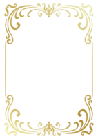 Golden border, abstract lines, vintage pattern for frames, decorative elements for cards, transparent background photo frames png