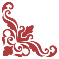 Vintage corner, red corner line for card making, graphic element, transparent background png