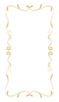 Gold frame, decorative scroll lines, thin gold lines, vintage lines, transparent background png