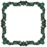 Green vintage frame, square frame, transparent background space photo frame png