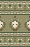 Ethnic fabric pattern design, seamless fabric border, green carpet edge elements vector