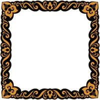 Black gold vintage square frame for photo frame, carpet edge decoration, gold wood carving pattern vector