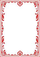 Red vintage frame, book cover decoration frame, a4 frame vector