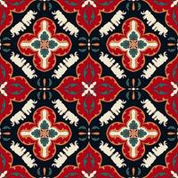 Red seamless elephant fabric pattern, wallpaper, elephant pattern carpet vector