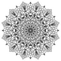Mandala, black lines for sketchbook, abstract floral lines vector