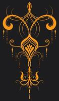 Tattoo lines, gold lines on dark background, vintage graphic elements vector