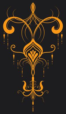 Tattoo lines, gold lines on dark background, vintage graphic elements