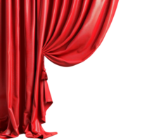 A red theater curtain is open on a transparent background png