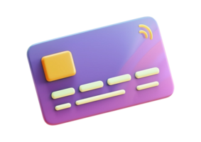 Credit Card with Chip in 3D Render Style png