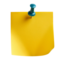 Square Memo Paper in Yellow with Pushpin png