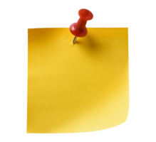 Yellow Sticky Note with Red Push Pin Isolated on Transparent Background png