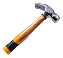 A hammer with a wooden handle on a transparent background png