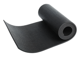 a black yoga mat on a transparent background png