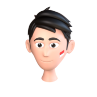 Smiling 3D Boy with Red White Face Paint png