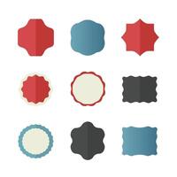 Collection of nine flat design decorative shapes and labels isolated on white background vector