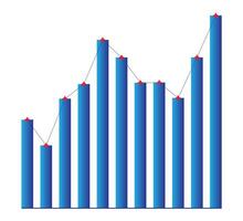 3D Bar Chart with Trend Line vector
