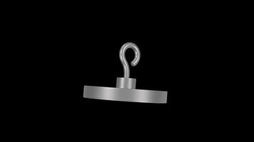 Fishing Magnet Rotating on a Transparent Background. Seamless Loop. 4K video