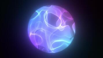 Colorful Glowing Sphere Representing AI Voice Signal Transmission. Tech Voice Waveform Animation. 4K video
