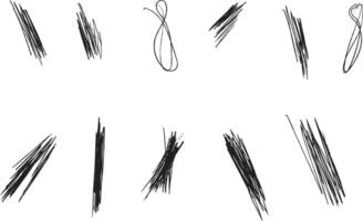 Hand-drawn sketch strokes in various lengths and styles, showcasing artistic expression and creativity, ideal for backgrounds or design elements in graphic projects vector