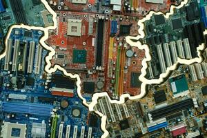 Motherboard and microcircuit for electronic equipment and computers photo