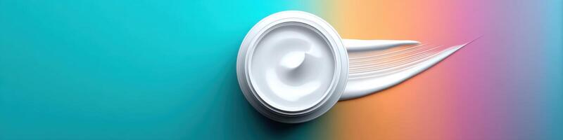 Vibrant antioxidant cream mockup with colorful background and blank space for design elements photo