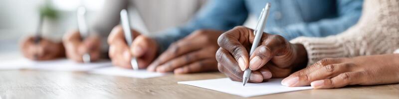 Diverse hands engage in writing truths and lies, expressing the complexity of honesty in an impactful way photo