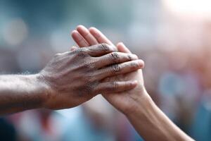 Community members unite in support during a colorful gathering for uplifting Christians photo