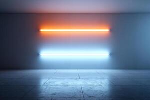 Fluorescent light samples create vibrant color effects in a minimalist setting photo