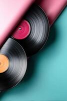 Explore vibrant vinyl textures with spacious copy area for creative projects photo