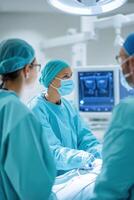 Cardiologists collaborating in a high-tech clinic for enhanced patient care photo