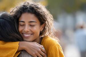 Supportive friendship between Latino teens in a warm outdoor setting fosters trust and connection photo
