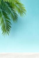 Colorful loop palms create a unique design in a vibrant beach setting with ample advertising space photo